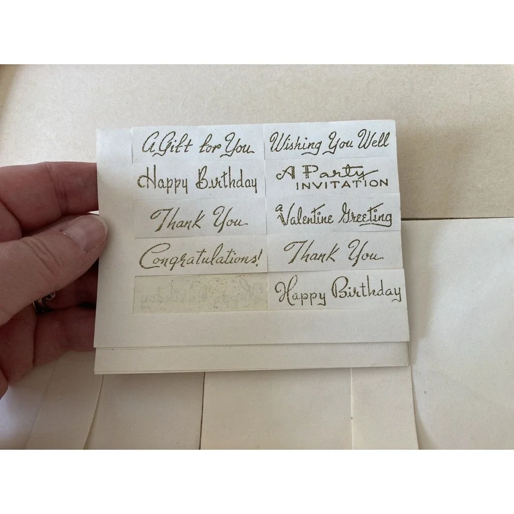 Vintage stationery Twilight Rose note paper gummed captions pink brown 1950's